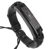Cowhide Bracelets, with Wax Cord & Zinc Alloy, handmade, fashion jewelry & Unisex 22mm .5 cm [
