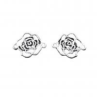Flower Zinc Alloy Connector, Rose, antique silver color plated, vintage & DIY & 1/1 loop & hollow Approx [