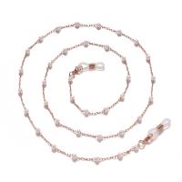 Zinc Alloy Glasses Chain, with Plastic Pearl, high quality plated, anti-skidding & multifunctional Approx 75 cm [