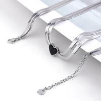 Stainless Steel Jewelry Necklace, 304 Stainless Steel, with 1.97inch extender chain, Heart, electrolyzation, Double Layer & polished & for woman & with rhinestone, original color Approx 19.69 Inch 