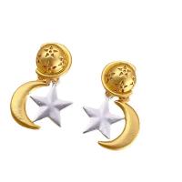 Zinc Alloy Drop Earring, Moon and Star, gold color plated, fashion jewelry & for woman, golden, 37mm 