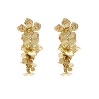 Brass Drop Earring, gold color plated, fashion jewelry & for woman, golden, 84mm 