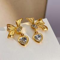 Zinc Alloy Rhinestone Drop Earring, gold color plated, fashion jewelry & for woman & with rhinestone, golden, 35mm 