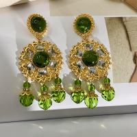 Lampwork Drop Earring, Zinc Alloy, with Crystal & Lampwork, gold color plated, fashion jewelry & for woman, 80mm 