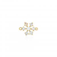 Cubic Zirconia Micro Pave Brass Connector, Snowflake, 18K gold plated, DIY & micro pave cubic zirconia [