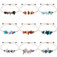 Bracelets en pierres précieuses, corde de cire, avec pierre gemme, Irrégulière, fait à la main, Style bohème & réglable & pour femme, plus de couleurs à choisir Environ 15-30 cm, Vendu par PC