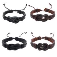 PU Leather Cord Bracelets, with Wax Cord, handmade, vintage & adjustable & for man Approx 18-23 cm 