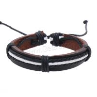 PU Leather Cord Bracelets, with Wax Cord, handmade, vintage & adjustable & for man Approx 18-23 cm 