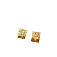 Cubic Zirconia Micro Pave Brass Earring, Square, plated, micro pave cubic zirconia & for woman 11mm 