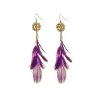Fashion Feather Earring , Zinc Alloy, with Feather, plated, fashion jewelry 