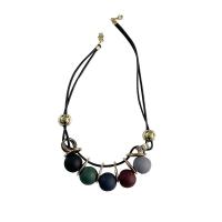 Resin Zinc Alloy Necklace, with Wax Cord & Resin, with 5cm extender chain, Vacuum Ion Plating, fashion jewelry, multi-colored cm 