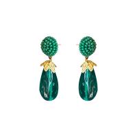 Resin Zinc Alloy Earring, with Resin, Vacuum Ion Plating, fashion jewelry, green 