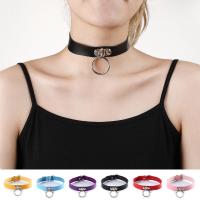 Fashion Choker Necklace, PU Leather, with Zinc Alloy, fashion jewelry & for woman 20mm Approx 42 cm 