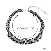 Rhinestone Zinc Alloy Jewelry Set, earring & necklace, polished, fashion jewelry & for woman & with rhinestone, black 