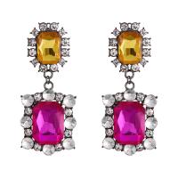 Zinc Alloy Rhinestone Drop Earring, polished, fashion jewelry & for woman & with glass rhinestone 