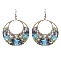 Zinc Alloy Drop Earring, with Cotton Thread, handmade, fashion jewelry & for woman 