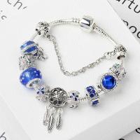 Zinc Alloy European Bracelets, with Lampwork, plated, fashion jewelry & micro pave cubic zirconia & for woman 