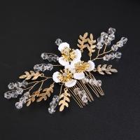 Decorative Hair Combs, Brass, with Crystal, handmade, fashion jewelry & for woman & with rhinestone, golden 