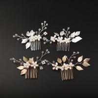 Decorative Hair Combs, Zinc Alloy, with Crystal & Plastic Pearl, handmade, fashion jewelry & for woman 95*60mm,90*55mm 