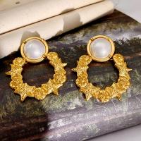 Plastic Pearl Zinc Alloy Earring, with Plastic Pearl, fashion jewelry & for woman, golden, 50mm 