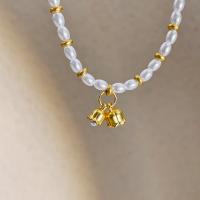 Collar de perlas de plástico, aleación de zinc, con Perlas plásticas, con 1.97inch extender cadena, Joyería & para mujer, dorado, longitud:aproximado 14.57 Inch, Vendido por UD