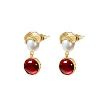 Freshwater Pearl Drop Earring, Zinc Alloy, with Freshwater Pearl & Lampwork, fashion jewelry & for woman, 35mm 