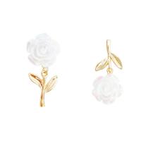 Asymmetric Earrings, Zinc Alloy, with Resin, Rose, gold color plated, fashion jewelry & for woman, golden, 33mm 