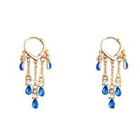 Zinc Alloy Rhinestone Drop Earring, gold color plated, fashion jewelry & for woman & with rhinestone, golden 