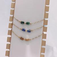 Gemstone Bracelets, 304 Stainless Steel, with Natural Stone, with 5cm extender chain, plated, fashion jewelry cm 