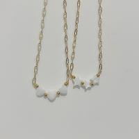 Stainless Steel Jewelry Necklace, 304 Stainless Steel, with Shell, with 5cm extender chain, plated, fashion jewelry white cm 
