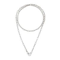 Edelstahl Schmuck Halskette, 304 Edelstahl, plattiert, Modeschmuck, Silberfarbe, Länge:100 cm, verkauft von PC