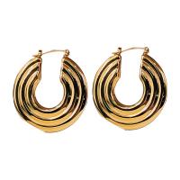 Stainless Steel Leverback Earring, 304 Stainless Steel, Round, plated, fashion jewelry, golden, 38mm 