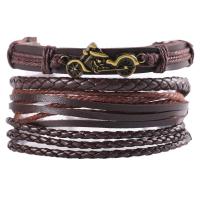 Wrap Bracelets, Synthetic Leather, with Zinc Alloy, Motorcycle, 4 pieces & punk style & Unisex Approx 6.5-8.5 Inch 