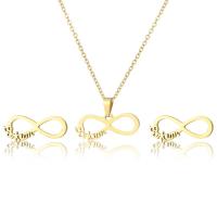 Fashion Stainless Steel Jewelry Sets, 304 Stainless Steel, Stud Earring & necklace, Infinity, gold color plated, cross chain & 2 pieces & for woman & hollow Approx 17.7 Inch 