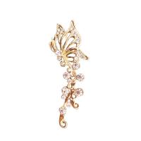 Earring Cuff and Wraps, Zinc Alloy, Butterfly, plated, fashion jewelry & for woman & with rhinestone & hollow 