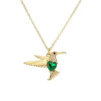 Cubic Zircon Micro Pave Brass Necklace, with 2inch extender chain, Bird, 18K gold plated, micro pave cubic zirconia & for woman Approx 17.7 Inch 