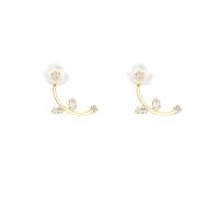 Boucles d'oreilles en laiton zircon cubique pavent, fade et jamais plaqué de haute qualité, bijoux de mode & pavé de micro zircon & pour femme, doré Vendu par paire