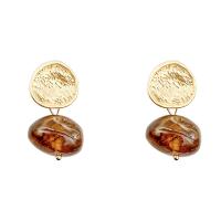 Resin Zinc Alloy Earring, with Resin, high quality plated, fashion jewelry & for woman, golden 