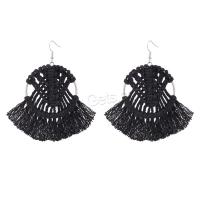Fashion Tassel Earring, Cotton Thread, with Zinc Alloy, plated, fashion jewelry & for woman 