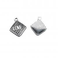 Zinc Alloy Tag Charm, Rhombus, antique silver color plated, vintage & DIY Approx 