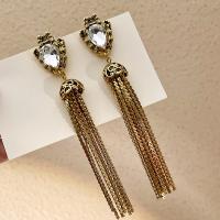 Fashion Fringe Earrings, Zinc Alloy, fashion jewelry & for woman & with rhinestone, 110mm 