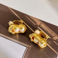Boucle d'oreille goutte laiton strass, avec perle de plastique, archide, Placage de couleur d'or, bijoux de mode & pour femme & avec strass, doré, 25mm, Vendu par paire