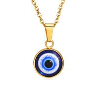 Evil Eye Jewelry Necklace, 304 Stainless Steel, with Resin, with 1.97inch extender chain, Vacuum Ion Plating, fashion jewelry & for woman, golden Approx 15.75 Inch 