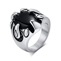 Stainless Steel Finger Ring, 304 Stainless Steel, with Glass, polished, fashion jewelry & for man, original color, 21.8mm 