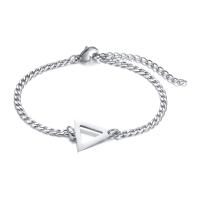 Stainless Steel Chain Bracelets, 304 Stainless Steel, with 1.57inch extender chain, Triangle, polished, fashion jewelry & Unisex, original color Approx 6.69 Inch 