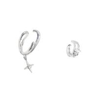 Asymmetric Earrings, Zinc Alloy, fashion jewelry & for woman & with rhinestone, silver color, 36mm 