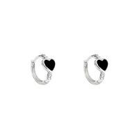 Brass Huggie Hoop Earring, Heart, fashion jewelry & high quality plated & for woman, silver color, 21mm 