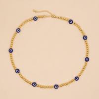 Evil Eye Jewelry Bracelet, Brass, with Lampwork, Round, gold color plated, evil eye pattern & for woman, 0.4cm,0.8cm cm 