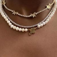 Mode-Multi-Layer-Halskette, Zinklegierung, mit Kunststoff Perlen, Schmetterling, plattiert, Modeschmuck & mehrschichtig & für Frau, keine, 17x17mm, Länge:ca. 54 cm, ca. 38 cm, verkauft von PC