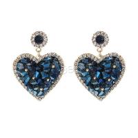Crystal Drop Earring, Brass, with Crystal, Heart, Vacuum Ion Plating, fashion jewelry & micro pave cubic zirconia 